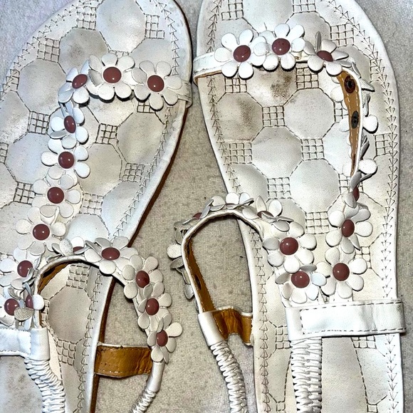 Set of 3 Flower sandals pink silver white - Picture 2 of 5